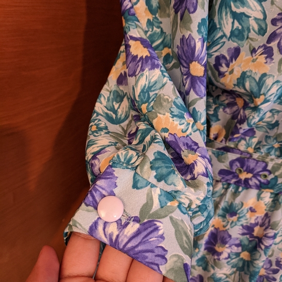 80s Floral Shirtwaist Dress - Picture 4 of 12